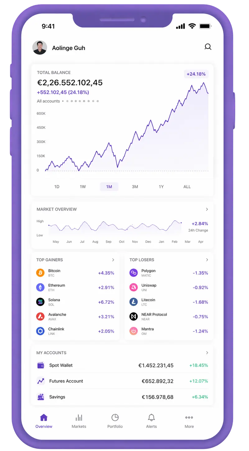 Édifice Gainlux mobile app showing portfolio overview